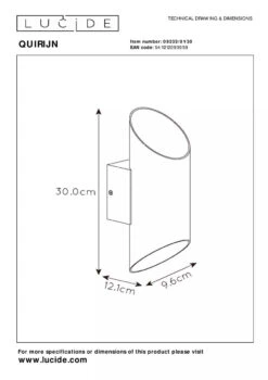 Quirijn Vegglampe Opp/ned Innendørs - Svart/Matt Gullfarget -Lightup Butikk Quirijn vegglampe oppned innendors SvartMatt gullfarget Vegglamper Lucide LC092330130 5
