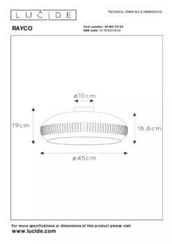 Rayco Taklampe 45 Cm - Rosa -Lightup Butikk Rayco taklampe 45 cm Rosa Taklamper Lucide LC301924566 4