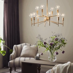 Markslöjd Regent Takpendel 12 Lys - Gullfarget - Gull