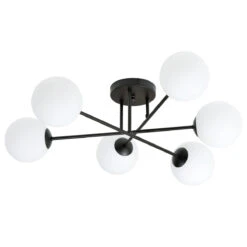 Roma Taklampe 6-lys - Svart/Opal