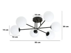 Roma Taklampe 6-lys - Svart/Opal -Lightup Butikk Roma taklampe 6 lys SvartOpal Taklamper Emibig 12326 6