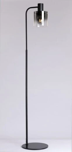 Roxy Gulvlampe - Svart/Røykfarget Glass