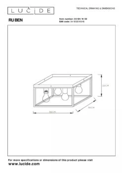 Ruben Taklampe 36x36 Cm 4-lys - Svart/Gullfarget 11 Ruben Taklampe 36x36 Cm 4-lys - Svart/Gullfarget -Lightup Butikk Ruben taklampe 36x36 cm 4 lys SvartGullfarget Taklamper Lucide LC001241430 5
