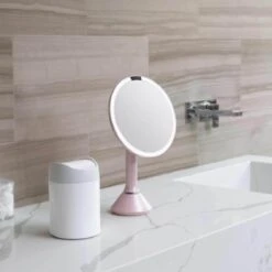 Simplehuman Sminkespeil Med Lys, Sensor Og Oppladbart 20cm - Rosa
