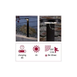 Paulmann Solar LED Pullert 1,2W 3000 Kelvin M/bevegelses Sensor IP44 - Solcelle -Lightup Butikk Solar LED pullert 12W 3000 Kelvin mbevegelses sensor IP44 Solcelle Utebelysning pullert Paulmann Pl 94249 4