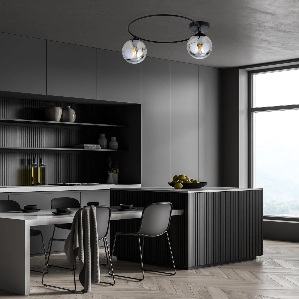 Sopra Taklampe 2-lys - Svart/Røykfarget 6 Sopra Taklampe 2-lys - Svart/Røykfarget - Bilde 4