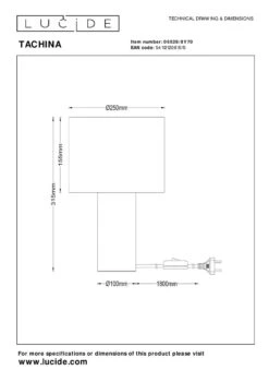 Tachina Bordlampe 31,5 Cm -Lightup Butikk Tachina bordlampe 315 cm Bordlamper Lucide LC065268170 7