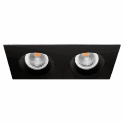 Tigrus Square Double 360° Justerbare Lavtbyggende Downlight 2x8W 1800-3000K Dim2Warm IP44 - Svart