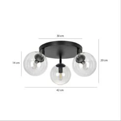 Tofi Taklampe Rund 3 Lys - Svart/Klart Glass -Lightup Butikk Tofi taklampe rund 3 lys SvartKlart glass Taklamper Emibig 7763APREM 5