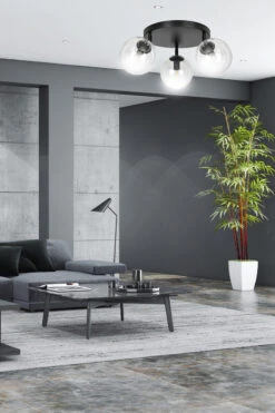 Tofi Taklampe Rund 3 Lys - Svart/Klart Glass -Lightup Butikk Tofi taklampe rund 3 lys SvartKlart glass Taklamper Emibig 7763APREM 6