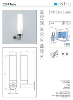 Tube 120 Chrome Vegglampe -Lightup Butikk Tube 120 Chrome vegglampe Baderomsbelysning vegglamper Astro Lighting Asg 1021001 3