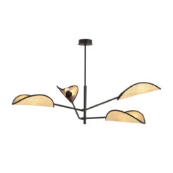Vene Taklampe 4-lys - Svart/Natur