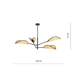Vene Taklampe 4-lys - Svart/Natur -Lightup Butikk Vene taklampe 4 lys SvartNatur Taklamper Emibig 11604 4
