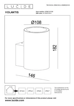 Volantis Vegglampe Utendørs Ned IP54 E27 - Svart -Lightup Butikk Volantis vegglampe utendors ned IP54 E27 Svart Utebelysning vegg opp og ned Lucide LC278070130 4