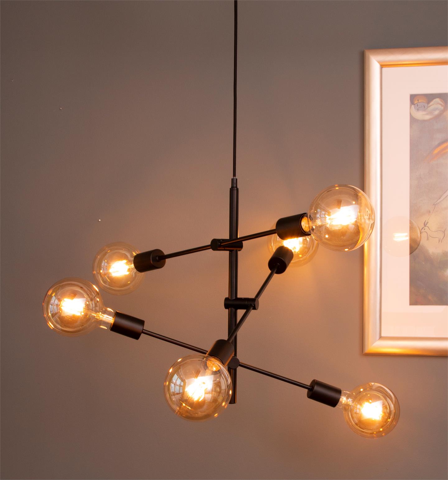 Lightup Butikk -Lightup Butikk Tropea taklampe 6 lys Sort takpendel 2